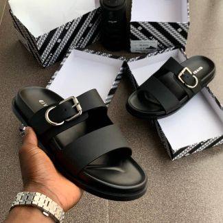 Givenchy Side Buckle Pam Slippers Black