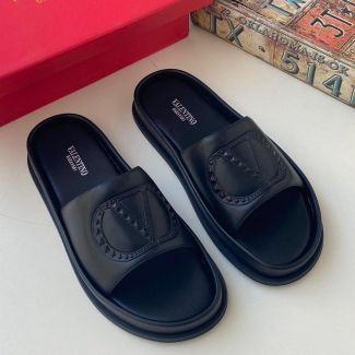 Valentino Slide Pam Slippers Black