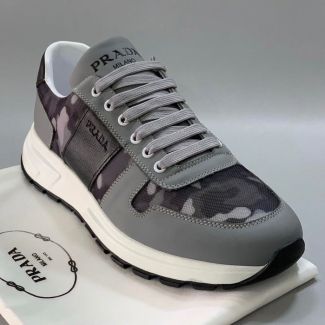 Prada Gray Camo Lace Up Sneakers