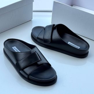 Jilsander Slide Strap Pam Slippers Black
