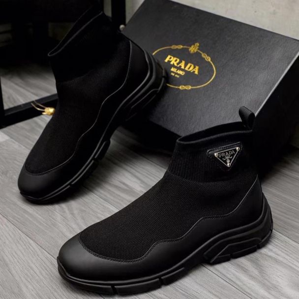 Prada Mid Top Sneakers Black