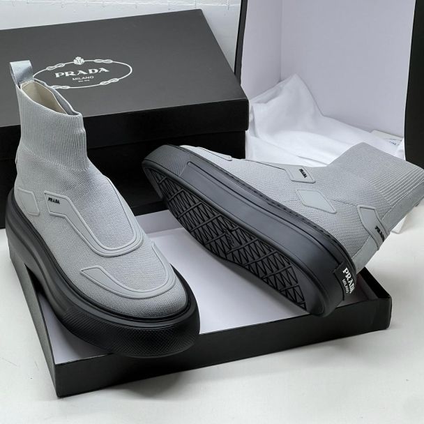 Prada High Top Sneakers Grey Black