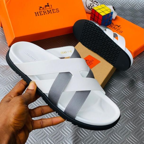 Hermes Pam Slippers White