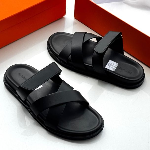 Hermes Slide Strap Pam Slippers Black