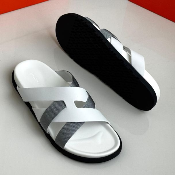 Hermes Slide Pam Slippers White