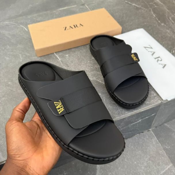 Zara Flip Slide Pam Slippers Black